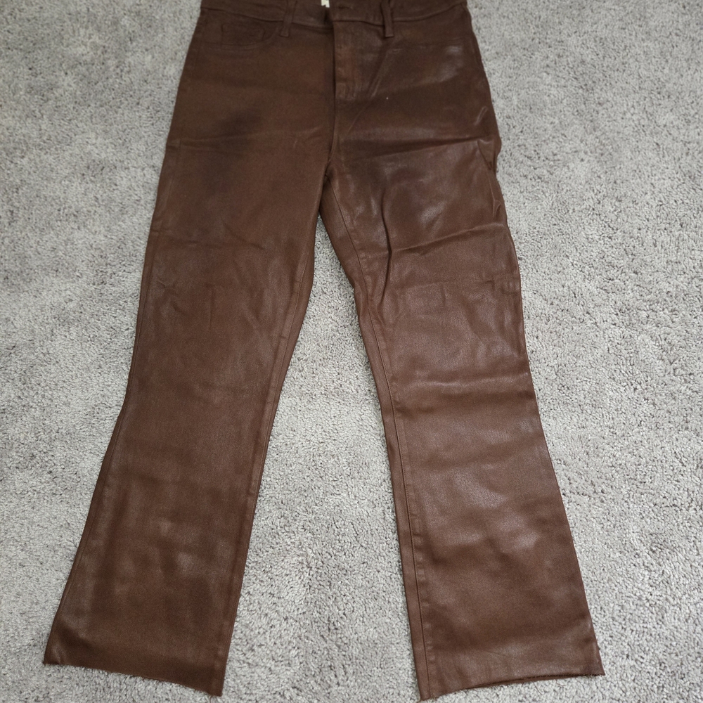 Lagence Brown Coated Cropped Flare Jeans